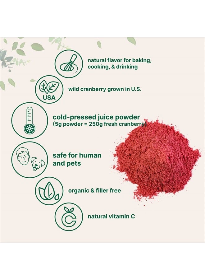 Micro Ingredients Sustainably US Grown, Organic Cranberry Juice Powder (Wild Cranberry Supplements Cold Pressed), 8 Ounce, Enhance Urinary Tract Cleanse & Prostate Health, Water Soluble and Pet Friendly - Image 3