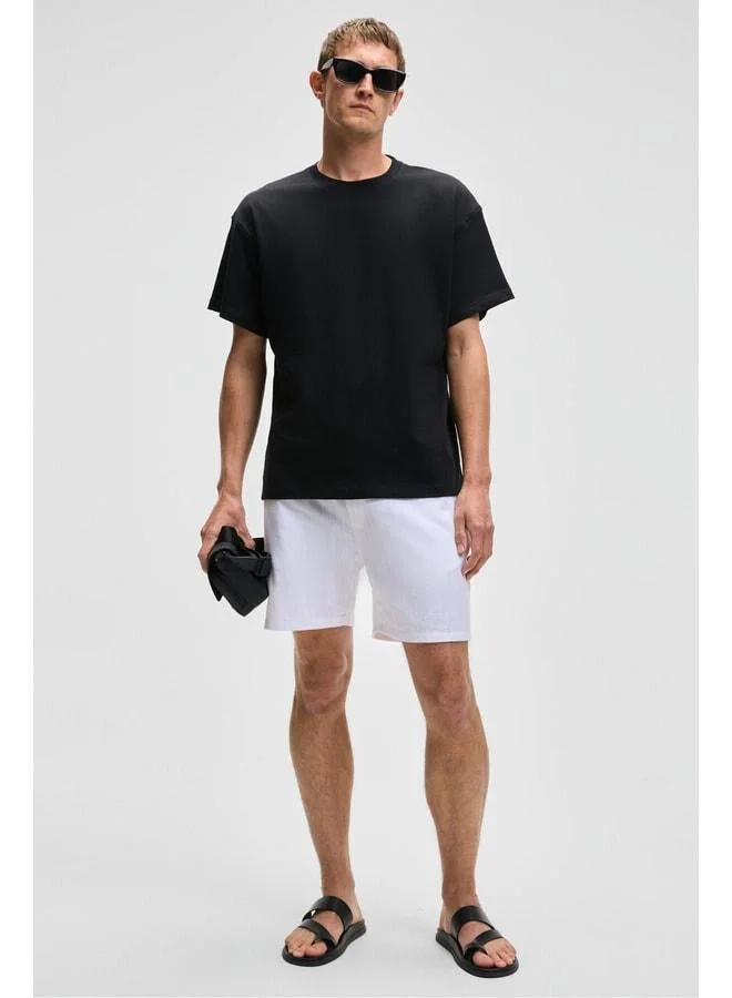 GRIMELANGE FEON Men's Oversized Wide Fit %100 Organic Cotton Thick-Texture Round Neck Black T-Shirt.