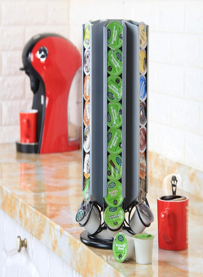 فلاج شيب حامل دوار لكبسولات القهوة من فلاجشيب، حامل تخزين كبسولات القهوة من كيوريج بزاوية 360 درجة، يتسع لـ 48 كبسولة (فضي أسود) - Image 4