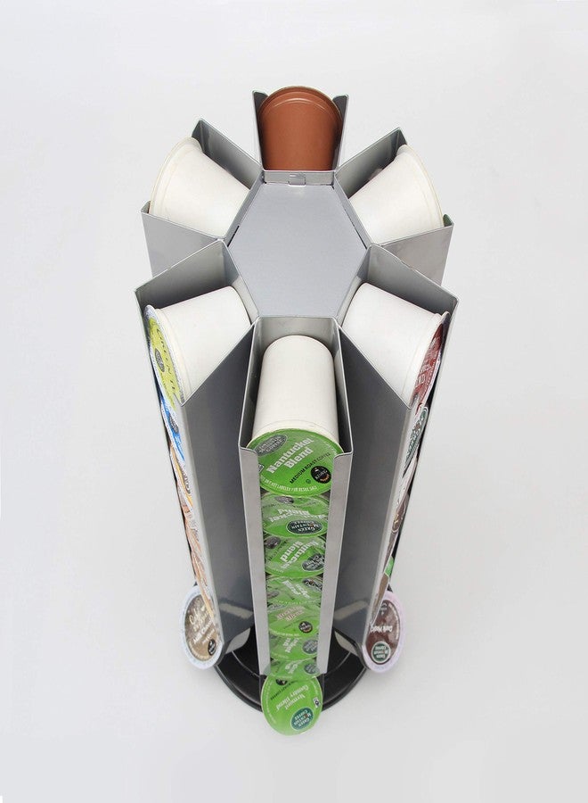 فلاج شيب حامل دوار لكبسولات القهوة من فلاجشيب، حامل تخزين كبسولات القهوة من كيوريج بزاوية 360 درجة، يتسع لـ 48 كبسولة (فضي أسود) - Image 3