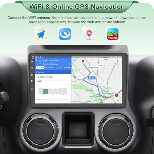 Votheon 10" Radio Upgrade for Jeep Wrangler JK 2007-2018 Dodge Ram 1500 Compass Grand Cherokee,Android 13 2GB+32GB with Backup Camera CarPlay/Android Auto FM AM WiFi - Image 5