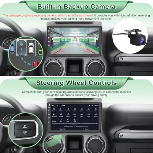 Votheon 10" Radio Upgrade for Jeep Wrangler JK 2007-2018 Dodge Ram 1500 Compass Grand Cherokee,Android 13 2GB+32GB with Backup Camera CarPlay/Android Auto FM AM WiFi - Image 4