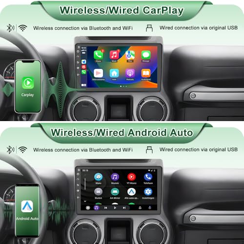 Votheon 10" Radio Upgrade for Jeep Wrangler JK 2007-2018 Dodge Ram 1500 Compass Grand Cherokee,Android 13 2GB+32GB with Backup Camera CarPlay/Android Auto FM AM WiFi - Image 3