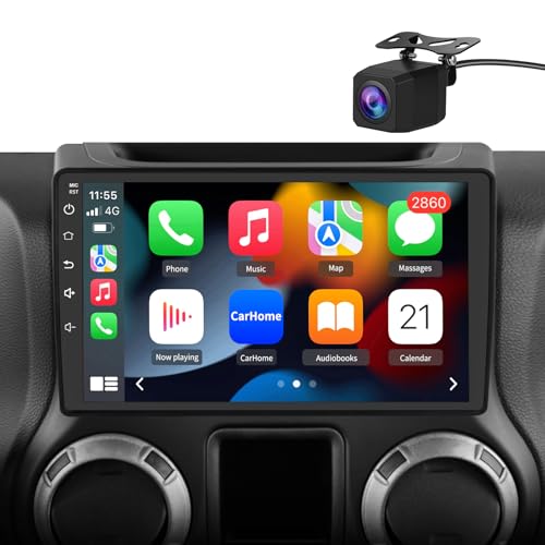 Votheon 10" Radio Upgrade for Jeep Wrangler JK 2007-2018 Dodge Ram 1500 Compass Grand Cherokee,Android 13 2GB+32GB with Backup Camera CarPlay/Android Auto FM AM WiFi - Image 1