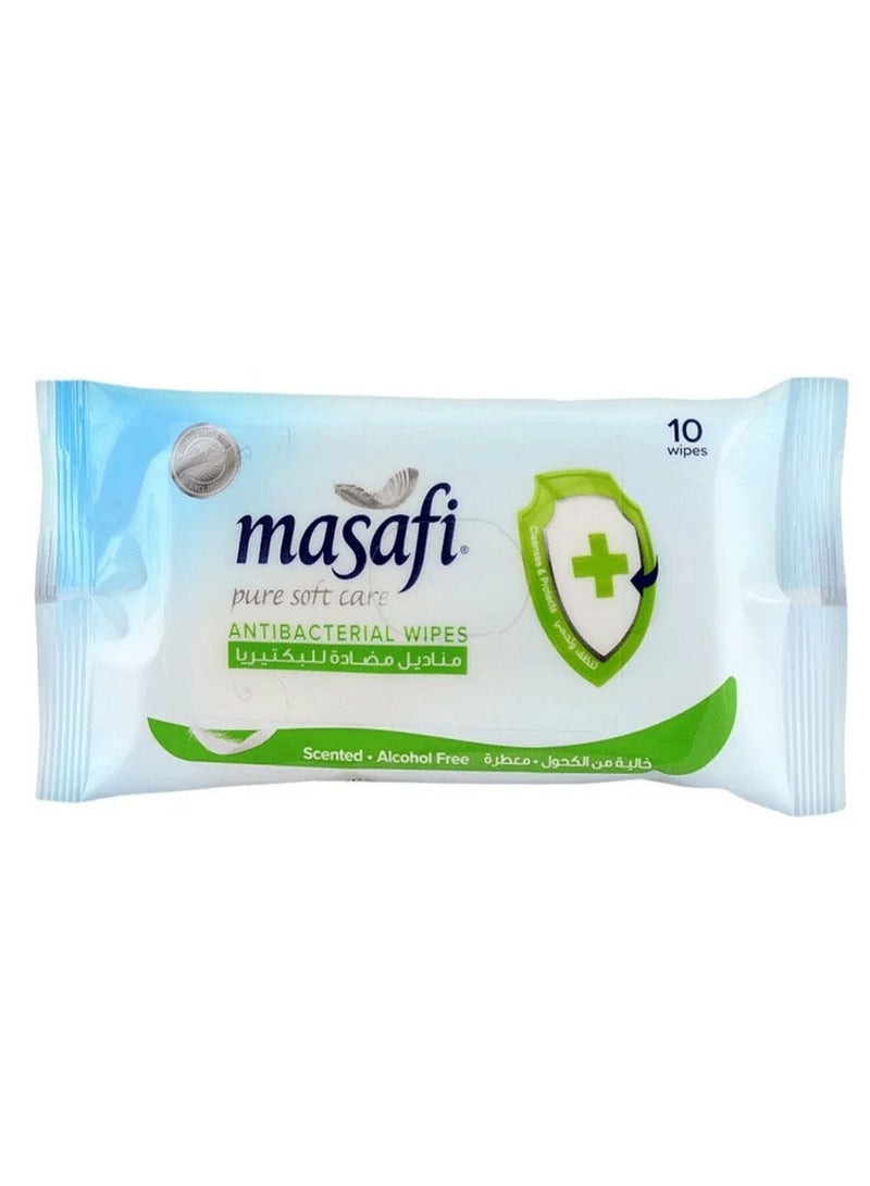 Masafi Anti Bacterial Alcohol Free Scented Wipes 10 Wipes Pack - Image 1