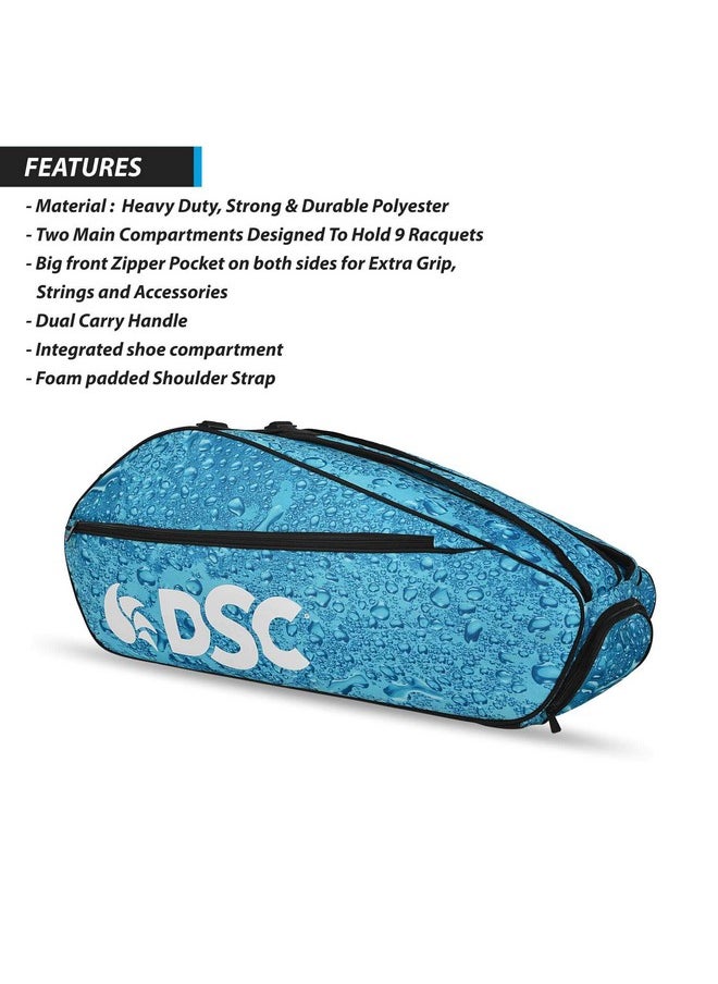 DSC - Badminton Kit Bag Compartment : Two Capacity : 9 Racquets Colour : Sky Blue/White - Image 1