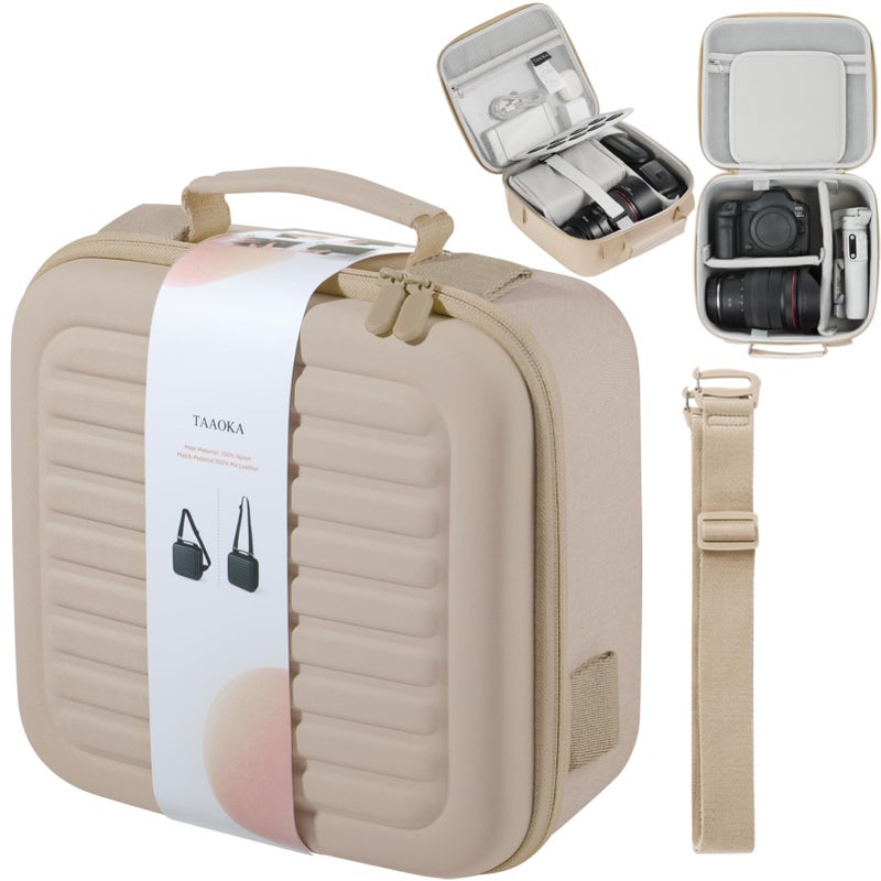 TAAOKA Camera Case Compatible with Canon EOS Rebel T7/R50/R6 Mark II/R100/R50 V/T6/R8/R10/R5 Mark II/RP/R7/5D Mark IV/SL3/R5/T100 DSLR SLR Camera, Lens and Tripod with Moveable Dividers and Shoulder Strap - Image 1