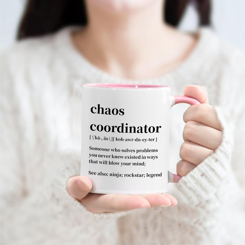 Cabtnca Chaos Coordinator Mug, 11Oz, Porcelain, Coffee Mug for Women Boss Teacher, Funny Work Gifts, Handmade, Microwave Safe, Dishwasher Safe - Image 2