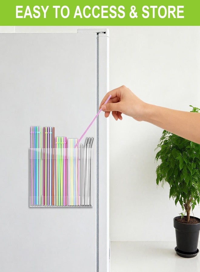 Ginbel Direct Straw Holder for Cabinet Door, Acrylic Reusable Tumbler Straw Organizer Dispenser Large Storage Container Accessories with Adhesive for Counter Cupboard Door Mounted, Clear - Image 3