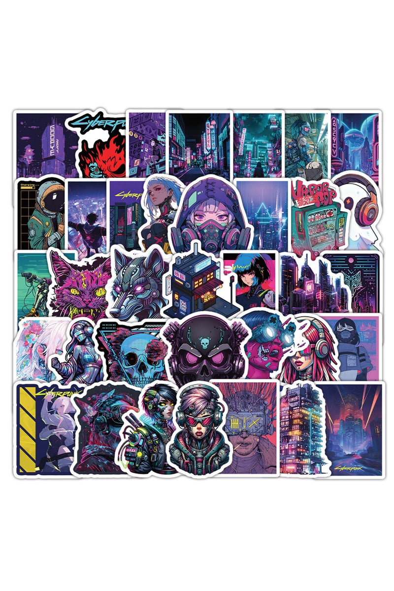 ٥٠ قطعة من ملصقات سايبربانك الرائعة، ملصقات الأمن السيبراني، ملصقات يمكنك صنعها بنفسك، ملصقات سكرابوكينغ، ملصقات للهواتف، ملصقات للأمتعة
