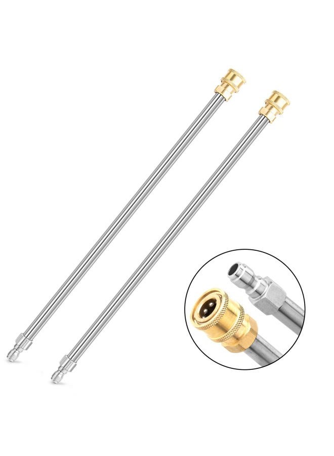 EARLEAS 2 Pack 17 Inch Stainless Steel Pressure Washer Extension Wands, 1/4 Inch Quick Connect, Up to 4000 PSI, Silver - Image 1