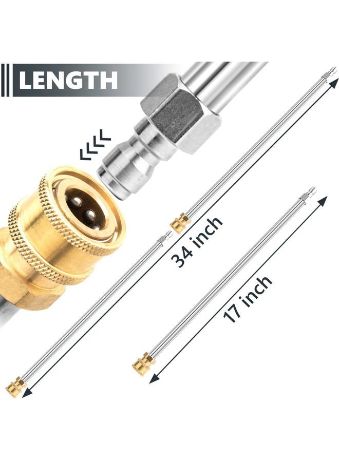 EARLEAS 2 Pack 17 Inch Stainless Steel Pressure Washer Extension Wands, 1/4 Inch Quick Connect, Up to 4000 PSI, Silver - Image 2