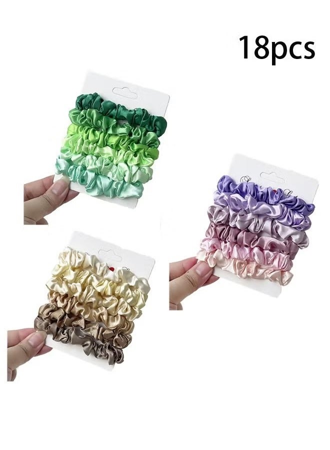 18-Piece Silk Hairband Set Satin Hair Ties Multicolor for Girls and Women - Image 1