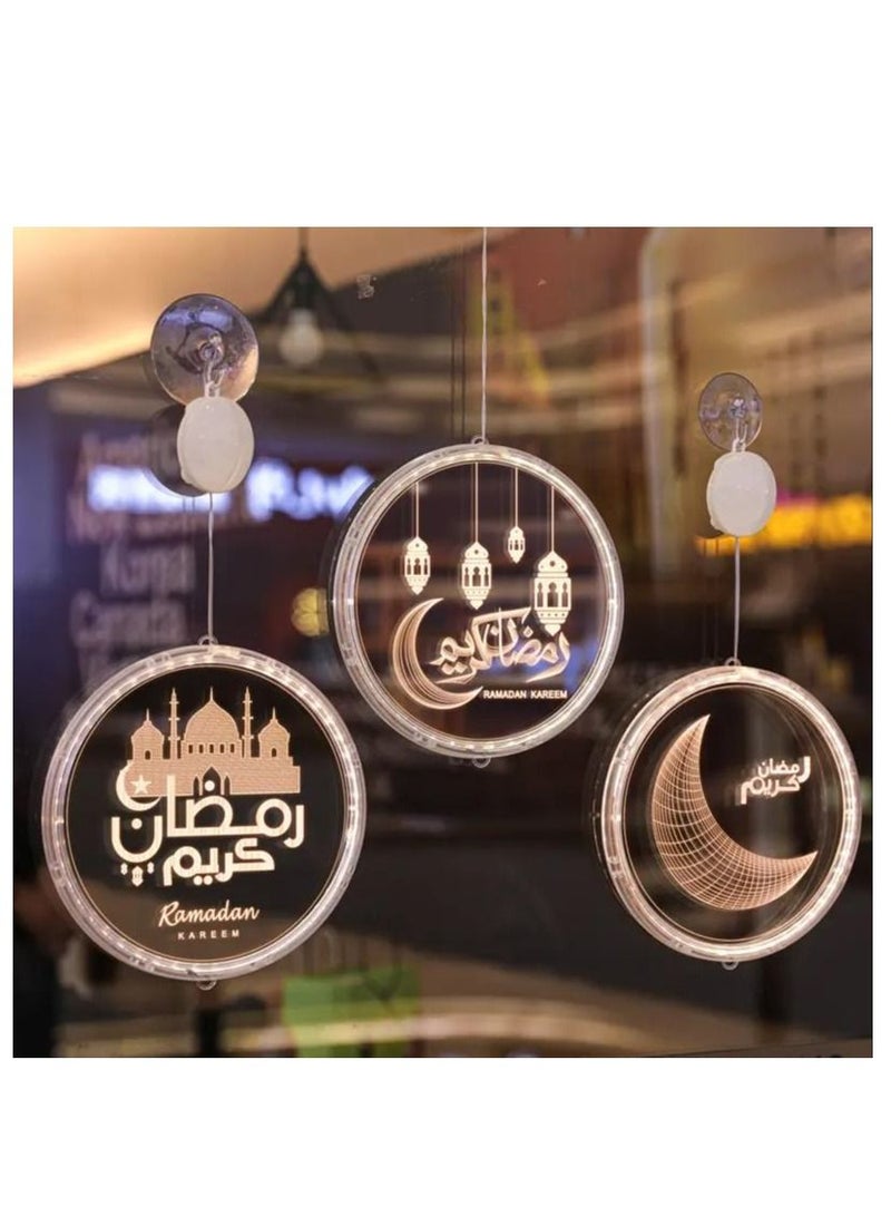 Y&D Eid Decoration 3D Disc Battery Hanging Lights Ramadan Castle Moon LED - Image 2