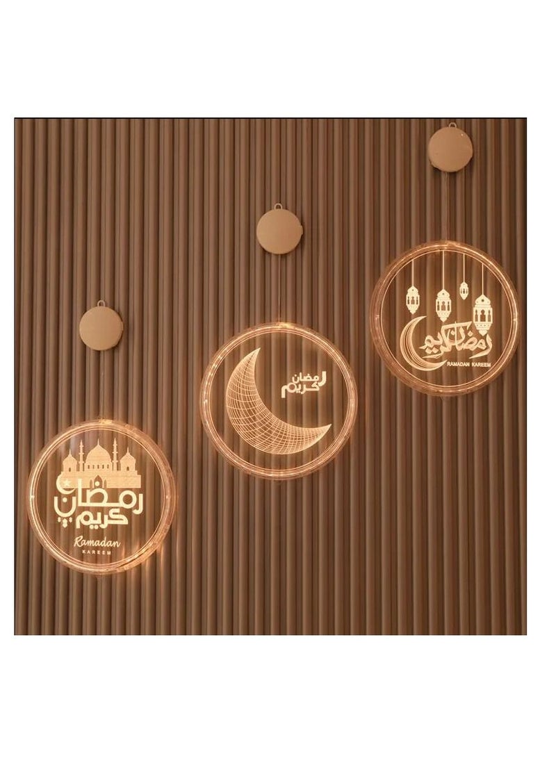 Y&D Eid Decoration 3D Disc Battery Hanging Lights Ramadan Castle Moon LED - Image 3