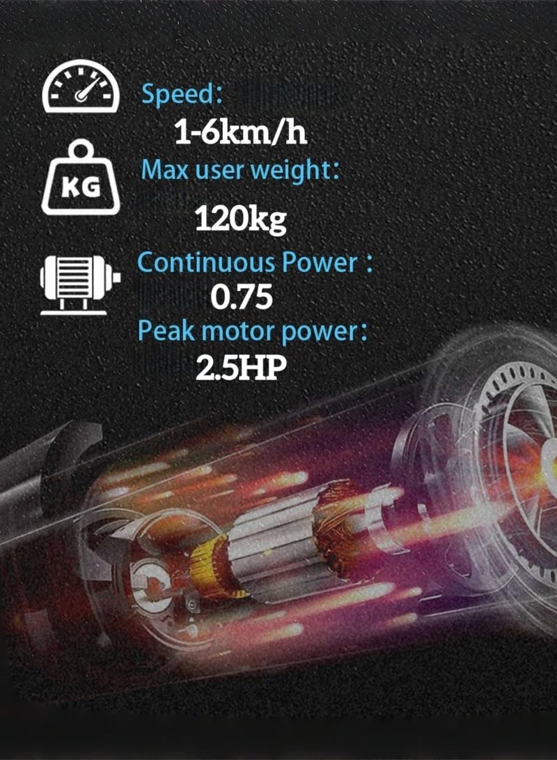 ماستون جهاز مشي MASTON Mini T50 بقوة 2.5 حصان تحت المكتب مع شاشة LED وجهاز تحكم عن بعد، جهاز مشي محمول مزود بمحرك للاستخدام المنزلي والمكاتب، سعة 1-6 كم/ساعة 120 كجم - Image 5