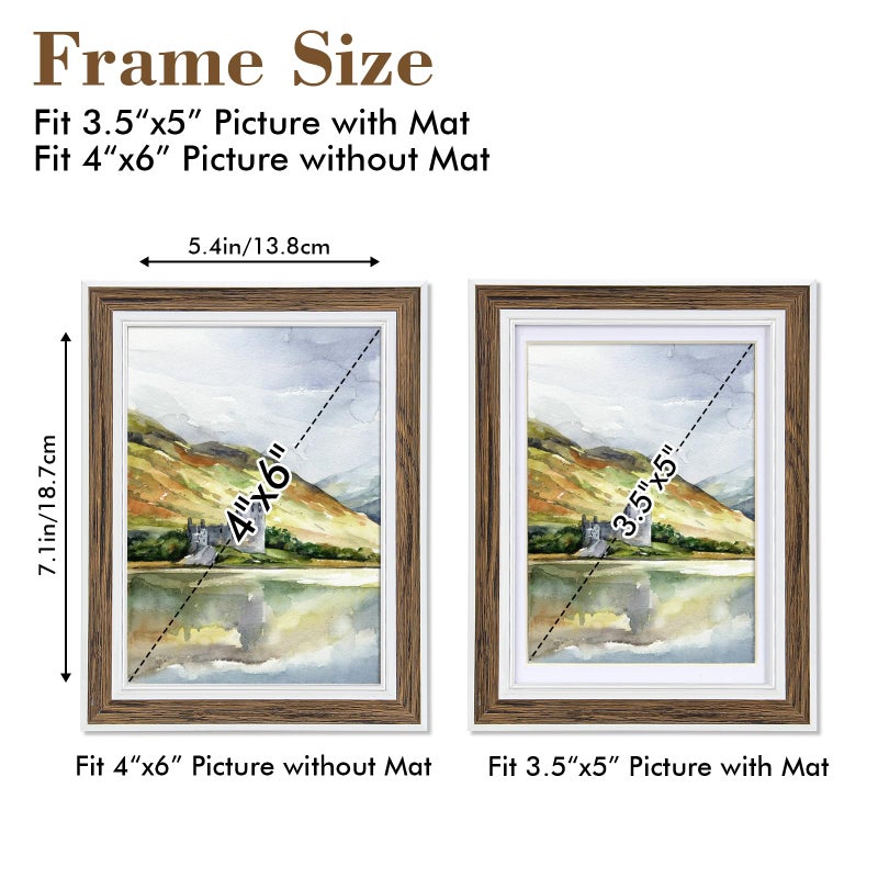 Daofary 4X6 Picture Frame Set Of 6  Rustic Farmhouse Photo Frame  Display 3.5X5 With Mat Or 4X6 Without Mat For Decorative On Wall Hanging And Tabletop Placement - Image 2