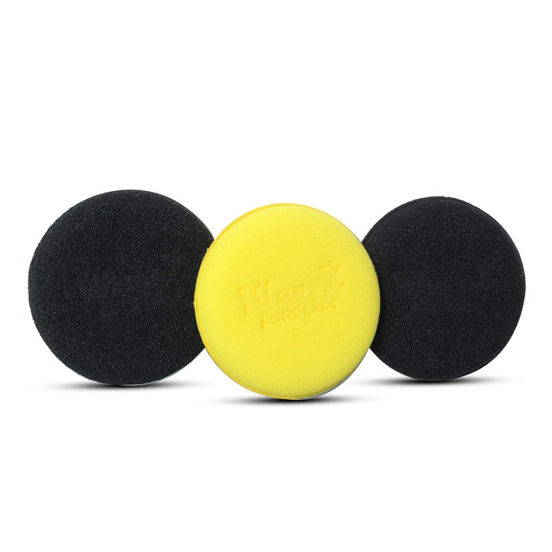 Wavex Ultrafine Foam Sponge Applicator for Car Wax, Dashboard Dressing, Tyre Dressing and many more (Pack of 1 Yellow, 2 Black) - Image 4