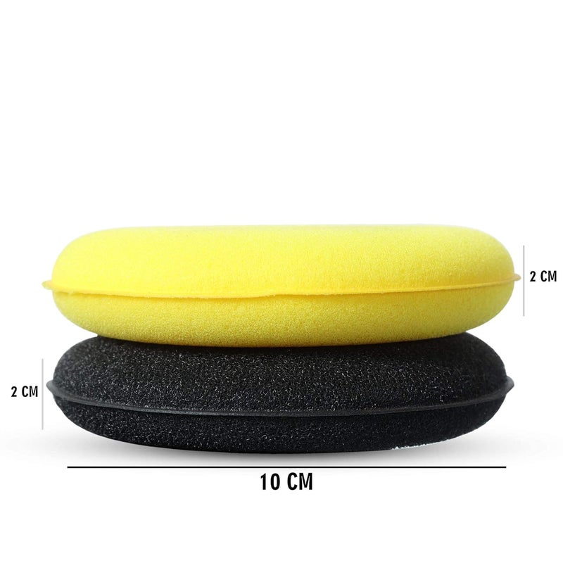 Wavex Ultrafine Foam Sponge Applicator for Car Wax, Dashboard Dressing, Tyre Dressing and many more (Pack of 1 Yellow, 2 Black) - Image 5