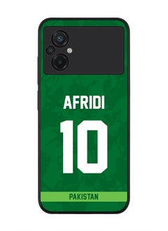 Rugged Black Edge Case for Xiaomi Poco M5, Slim fit Soft Case Flexible Rubber Edges Thin Cover - Player Name - AFRIDI, Jersey Number- 10