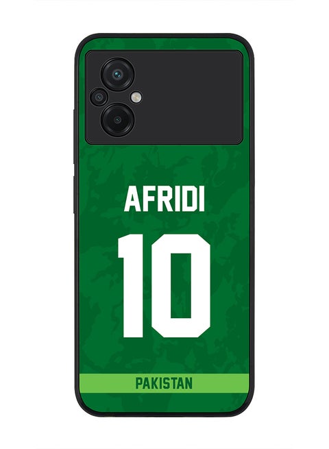 Rugged Black Edge Case for Xiaomi Poco M5, Slim fit Soft Case Flexible Rubber Edges Thin Cover - Player Name - AFRIDI, Jersey Number- 10