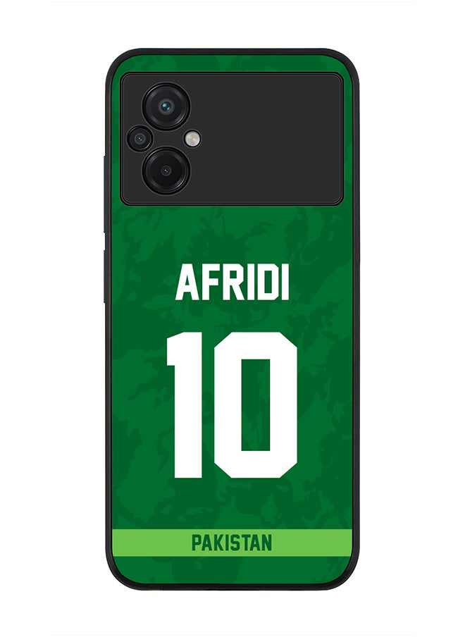 Stylizedd - Rugged Black Edge Case for Xiaomi Poco M5, Slim fit Soft Case Flexible Rubber Edges Thin Cover - Player Name - AFRIDI, Jersey Number- 10 - Image 1