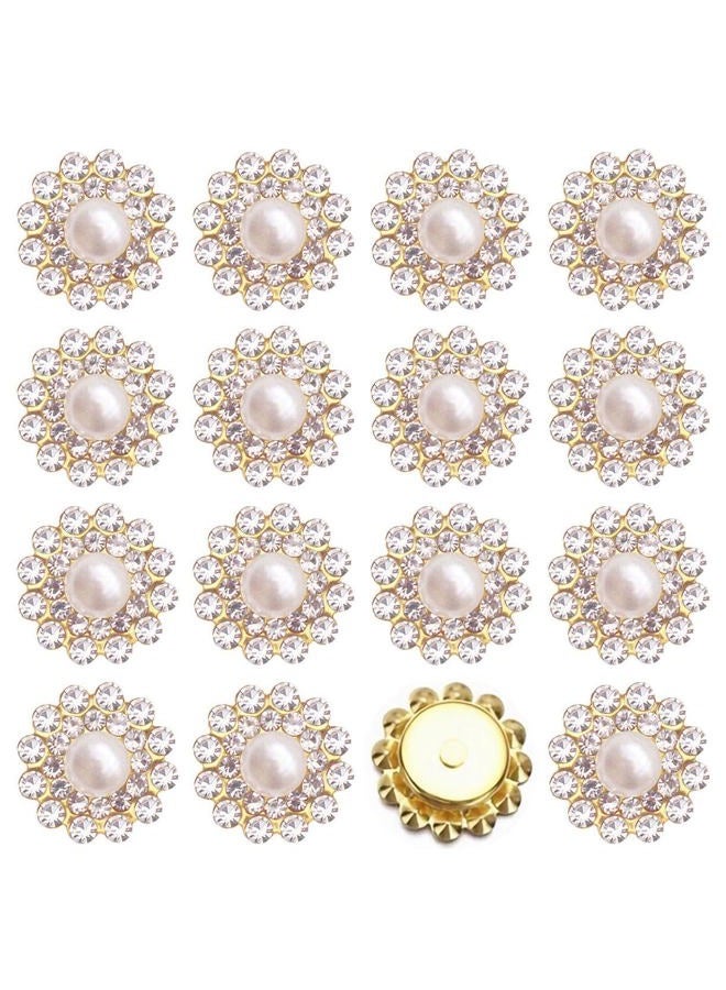 UYTRDVG 100PCS 14MM Sew on Pearls Rhinestones Crystals Glass Gems, Sunflower Metal Claw Flatback Rhinestones Jewelry for Clothes Dress Shoes Earring Crafts Sewing Decoration Accessories(Pearl) - Image 1