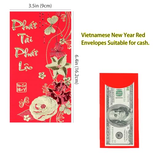 Temogole Vietnamese New Year Red Envelopes,Hong Bao Li Xi Lucky Money Packet for Lunar New Year,2026 New Year Red Envelope,5 Designs 30 Pcs - Image 2