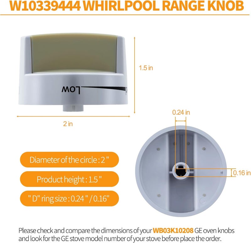 atgestore Upgraded W10339443 Stove Knobs Replacement Parts for Whirlpool Gas Stove Knobs WPW10339443 Range Burner Knob WFG320M0BW2 WFG505M0BS0 Whirlpool Gas Range Oven Burner Control Knobs - Image 2
