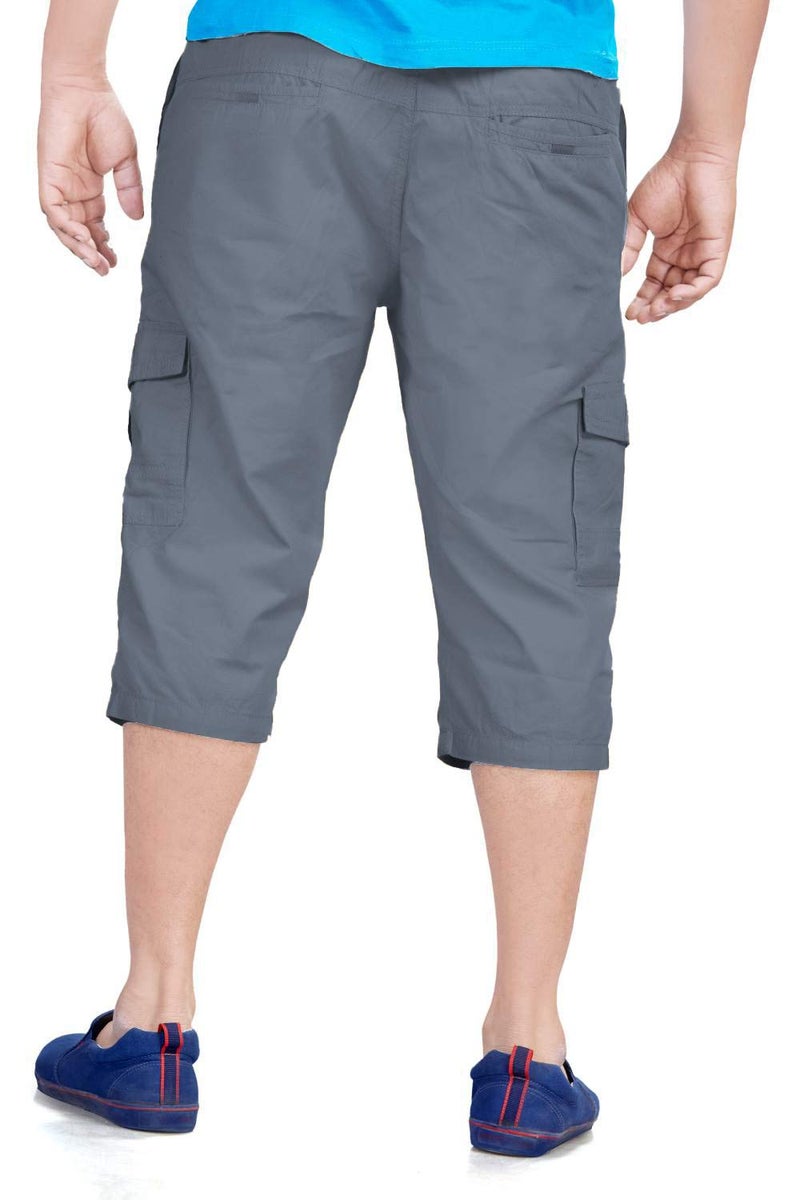 0-DEGREE Men's Regular Fit Three Quarter Shorts for Men Ash Grey 30 Inch Waist - Image 2