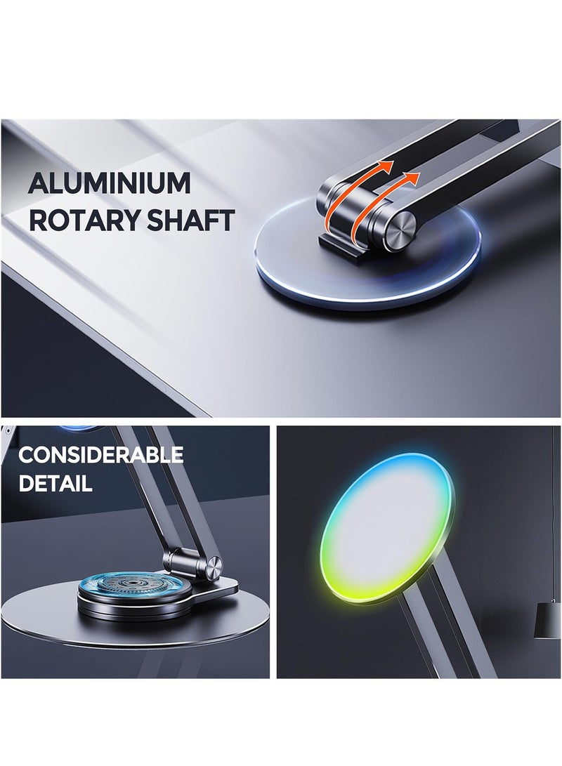 SYOSI Magnetic Desk Phone Stand for iPhone, Adjustable Foldable Aluminum Phone Stand, 360°Rotation Magnetic Cell Phone Stand, Compatible with iPhone 15 14 13 12 Pro, Pro Max, Plus, Mini - Image 5
