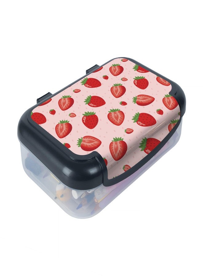 ZIPIT Recycled Plastic Pencil Box for Girls, Large Capacity Pencil Case for School, Durable Stationery Organizer Box, Strawberries - Image 1