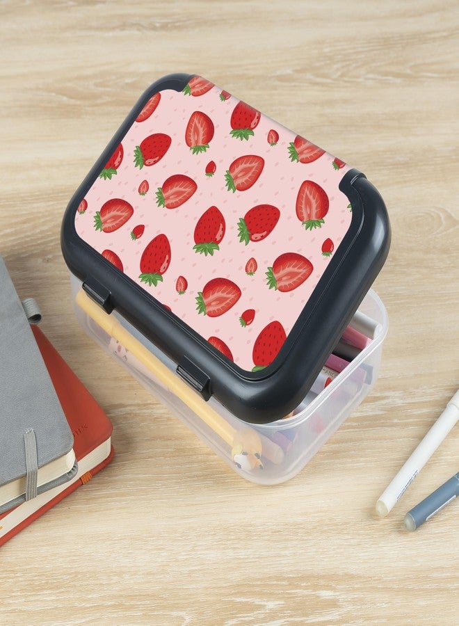ZIPIT Recycled Plastic Pencil Box for Girls, Large Capacity Pencil Case for School, Durable Stationery Organizer Box, Strawberries - Image 5
