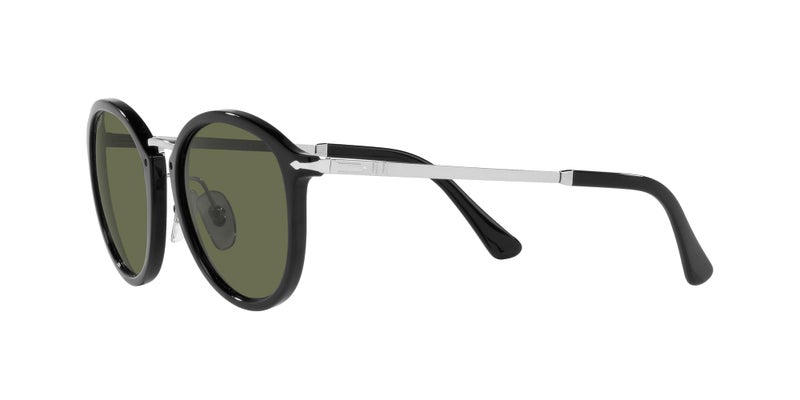 Persol PO3309S Round Sunglasses, Black/Polarized Green, 53 mm - Image 3