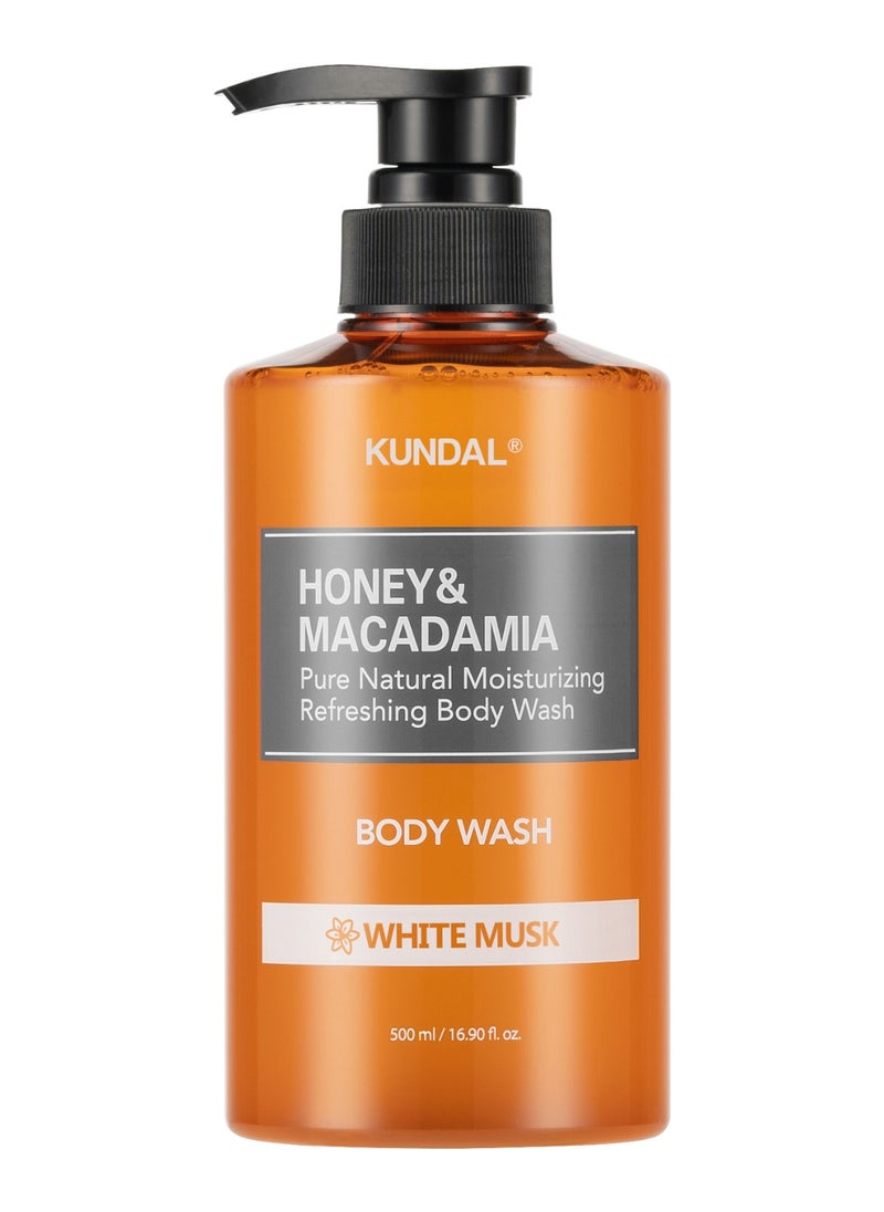 KUNDAL - HONEY & MACADAMIA PURE BODY WASH 500ML - WHITE MUSK - Image 1