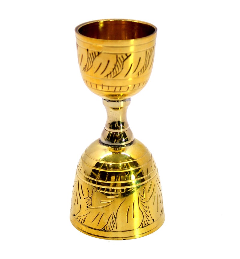 eSplanade Brass Liquor Peg Measuring Glass Jigger Bar Tool - Double Sided - 30 and 60 ml - Golden Engraved - Image 4
