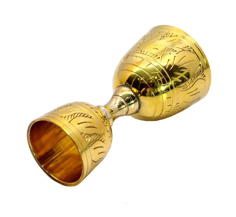 eSplanade Brass Liquor Peg Measuring Glass Jigger Bar Tool - Double Sided - 30 and 60 ml - Golden Engraved - Image 5