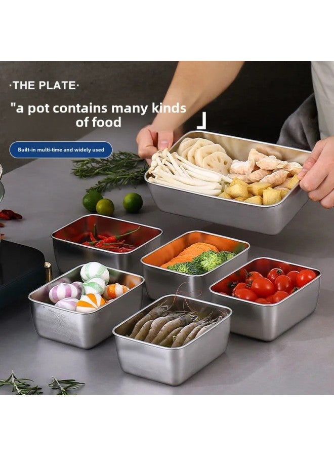 Stainless Steel Fresh-keeping Box Equipped With Vegetable Small Material Box With Sealed Lid Refrigerator Food Fruit Fresh-keeping Box Stainless Steel-Specifications: Large/towel Tray-Color: 2 Pack  - Image 4