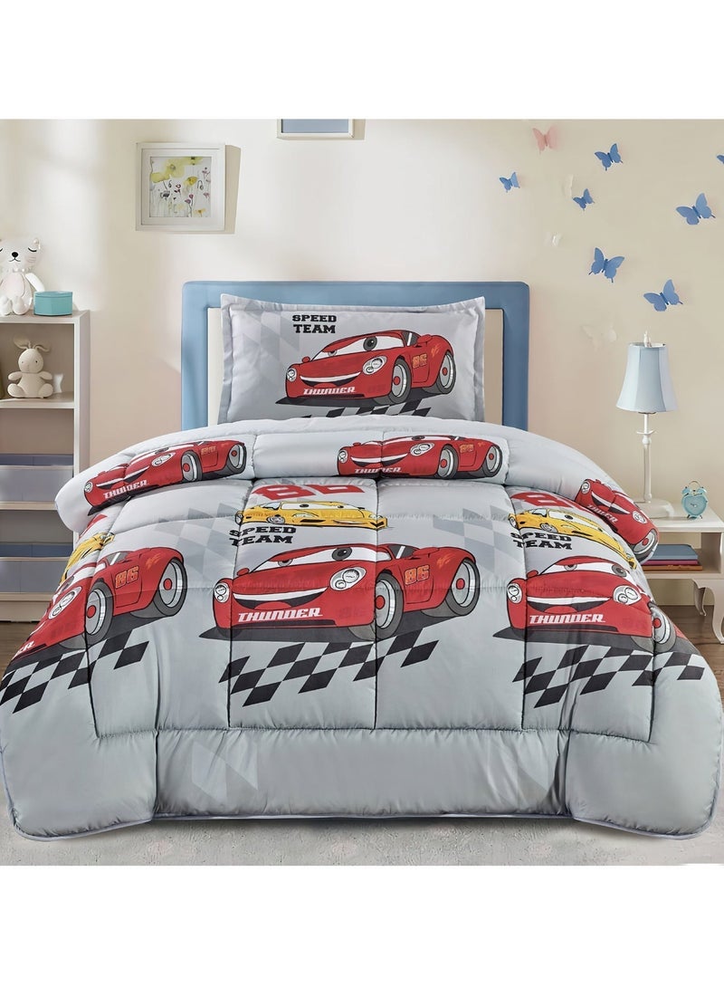 Moon 3-Piece kids Medium Filling Comforter set Reversible Bed Set Single Size 170x220 cm for Boys & Girls - Image 1