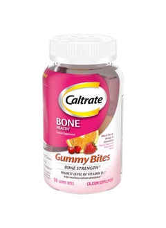 Caltrate Gummy Bites 500 mg Calcium and Vitamin D Supplement, Black Cherry, Strawberry, Orange - 50 Count  - Image 1