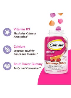 Caltrate Gummy Bites 500 mg Calcium and Vitamin D Supplement, Black Cherry, Strawberry, Orange - 50 Count  - Image 5