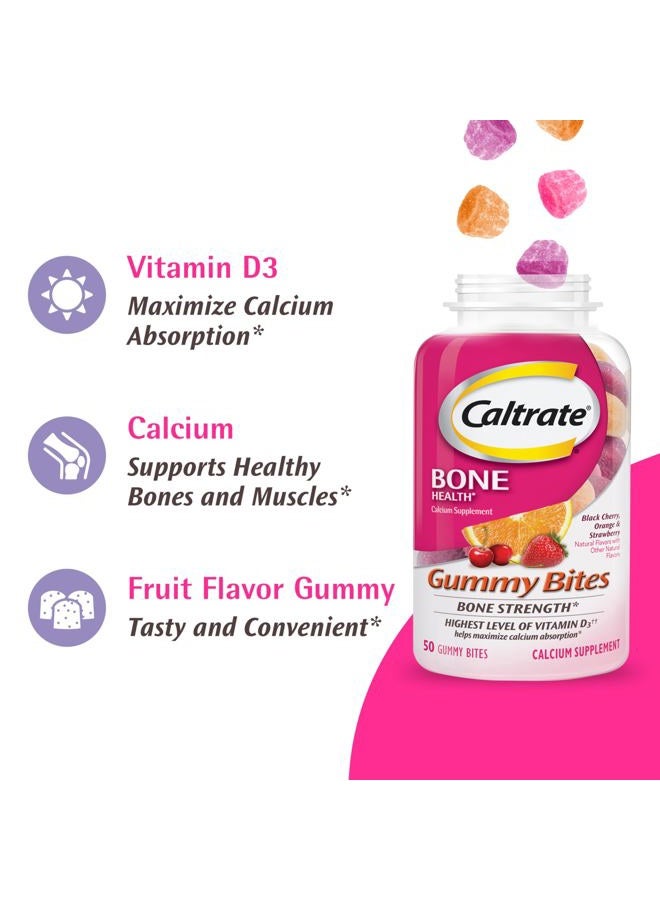 Caltrate Gummy Bites 500 mg Calcium and Vitamin D Supplement, Black Cherry, Strawberry, Orange - 50 Count  - Image 5