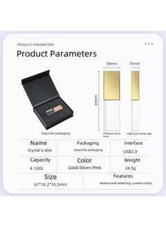 Generic Crystal U Disk Logo Pattern Custom Enterprise School Forum Annual Meeting Business Gifts Luminous Car U Disk Lettering-Color:White Bamboo Crystal U Plate-gift Box-enterprise Customization-Capacity:32GB High Speed 3.0  - Image 3