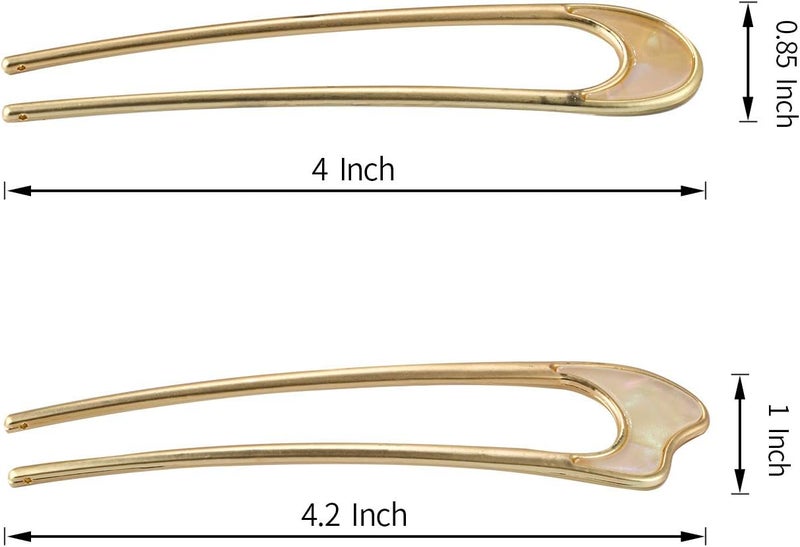 FRDTLUTHW U-Shaped Hair Pins Metal Vintage Hair Sticks French Hair Pin Hairstyle Chignon for Women Girls,3 Styles 2PCS - Image 2