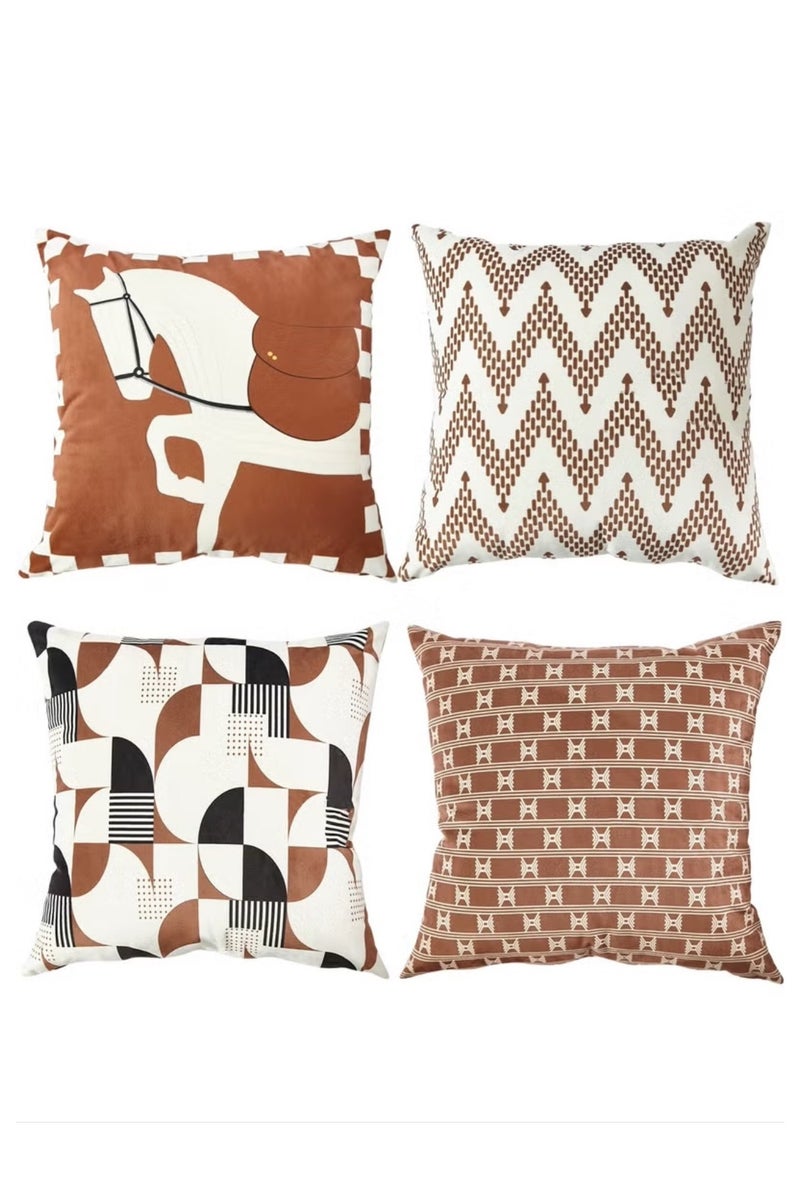 Alruht 4-Pack Throw Pillow Covers, Soft Maillard Style Decorative Cushion Covers for Bed Sofa Living Room, Double-Sided Design (45cm X 45cm) - Image 1