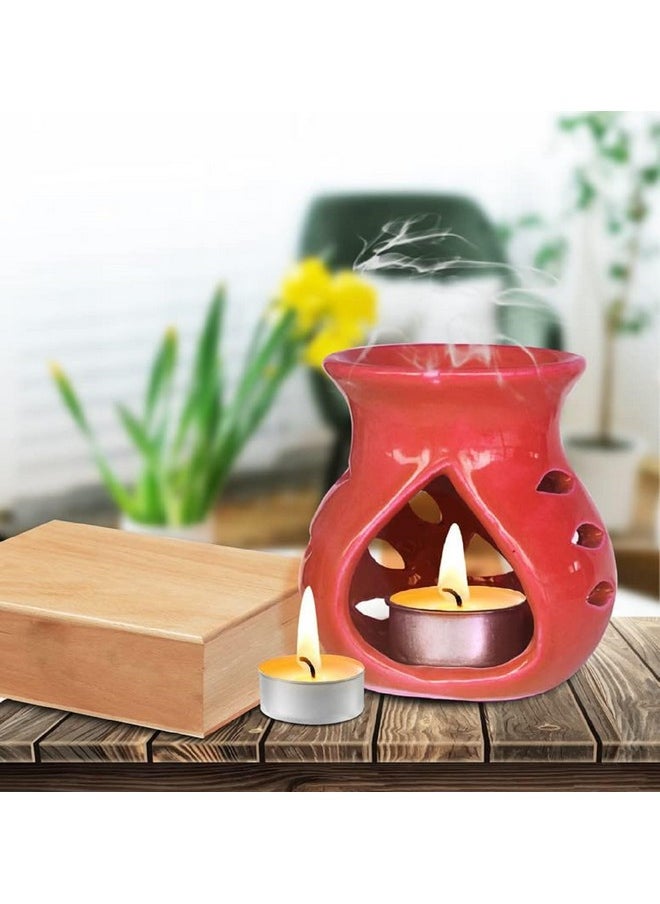 Pure Source India - Pure Source India Ceramic Oil Burner Aroma Diffuser Set of 2 (Red & Yellow) - Image 1