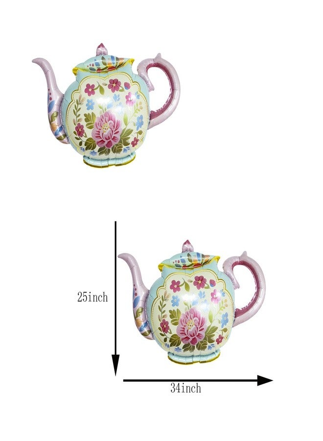 OHLIGEI 4PCS Tea Foil Balloons 35Inch Teapot Aluminum Mylar Balloons for Birthday, Bridal, Engagement, Bachelorette, Let's Par Tea Garden Party Decorations - Image 2