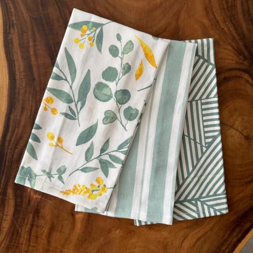 Oak & Lily Set of 3 Kitchen Napkins | Dish Towels | 100% Cotton | Premium European Quality | Washable, Large Size (40 * 60cm) Kitchen Cloth for Roti, Cleaning, Drying, Wiping | Sage Green - Image 3