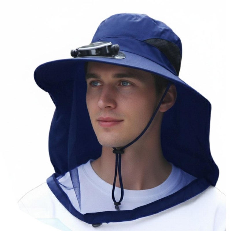 New solar-powered fan hat, mosquito repellent hat, men's fishing hat, sun protection hat, mesh face mask, insect repellent and beekeeping hat. - Image 1
