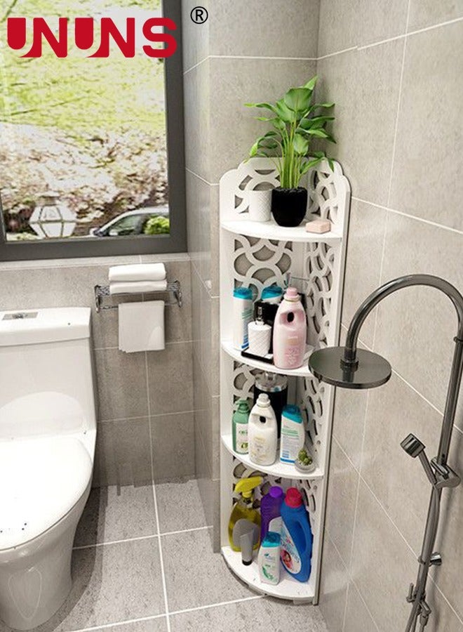 UNUNS 4 Tiers Corner Shelf Rack,Toilet Paper Stand For Bathroom Organizer,Toilet Vanity Cabinet,Narrow Bath Sink Organizer,Towel Storage Shelf For Paper Holder,White  - Image 5